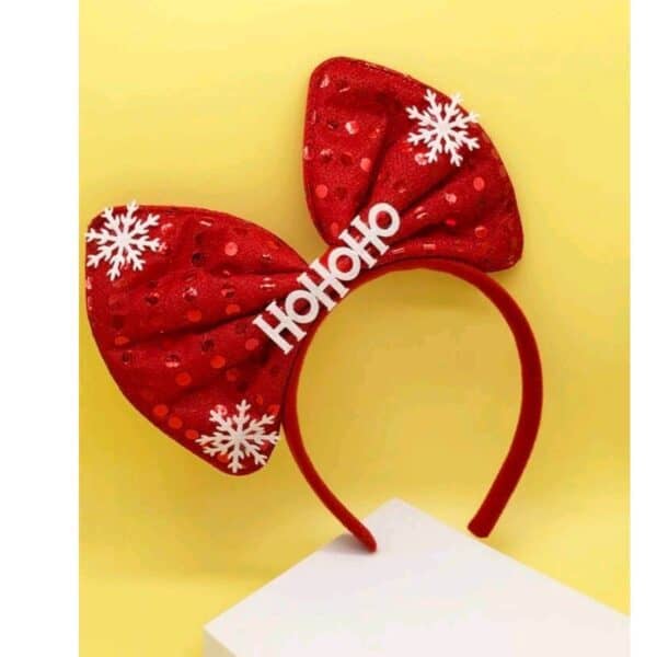 Παιδική  Στέκα Μαλλιών Christmas με μεγάλο φιόγκο Red snow flakes - Image 2