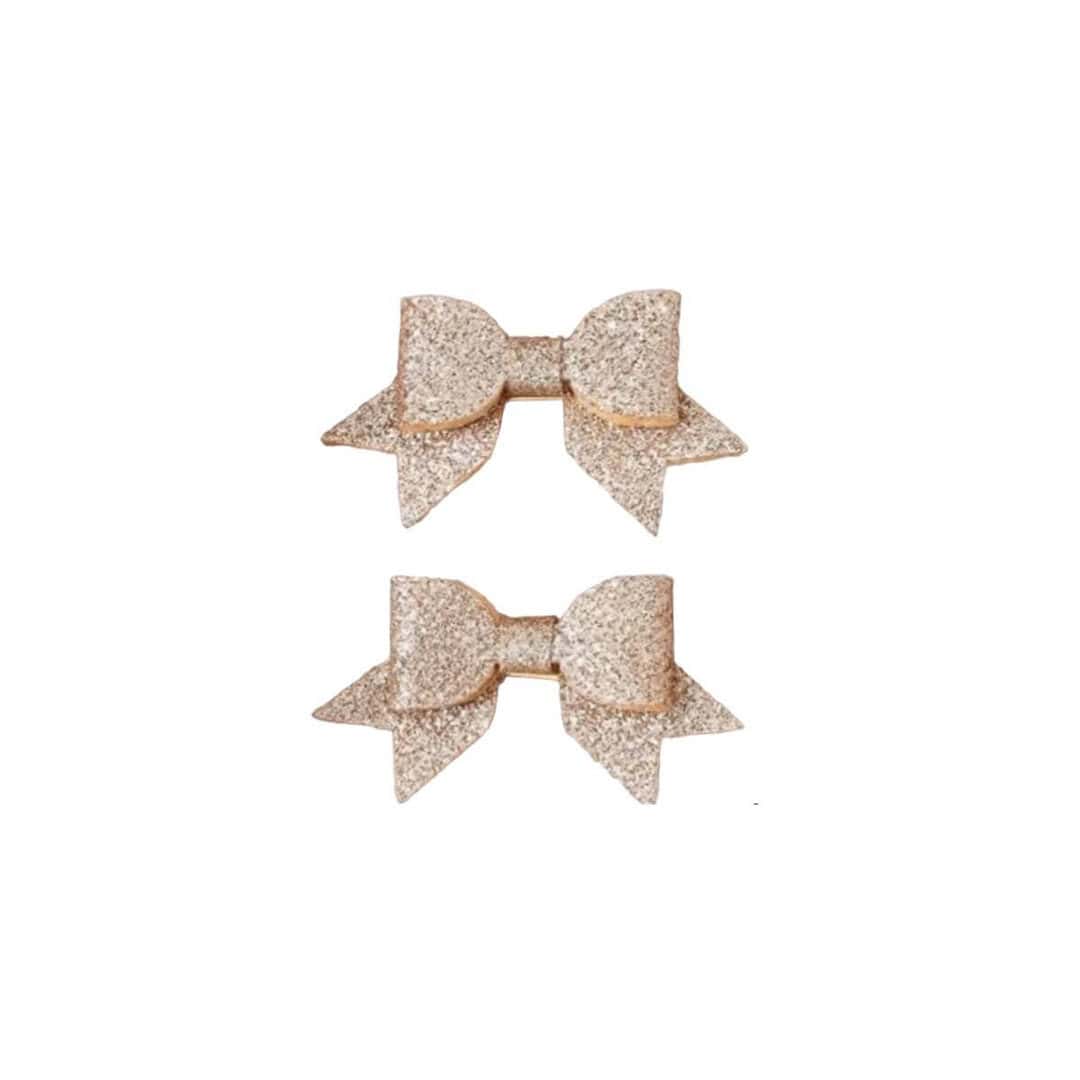 glam-gold-bow-clip Σετ 2 τμχ Παιδικό Clip -Κοκαλάκι μαλλιών φιογκάκι glam gold - Image 1