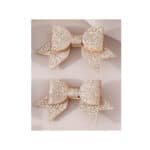 Σετ 2 τμχ Παιδικό  Clip -Κοκαλάκι μαλλιών φιογκάκι glam gold - Image 2