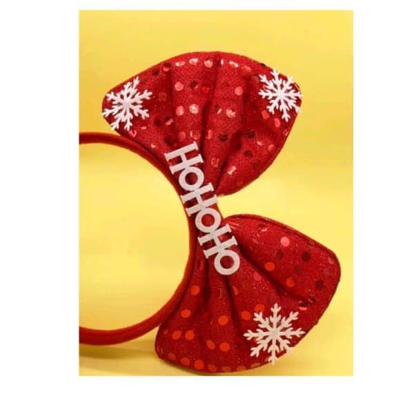 Παιδική  Στέκα Μαλλιών Christmas με μεγάλο φιόγκο Red snow flakes - Image 3