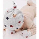 Σετ Βρεφικό Μαλακό τουρμπάνι με γάντια 0-4 μηνών Grey - Image 3