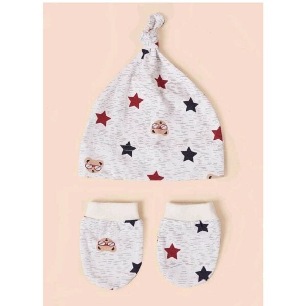 Σετ Βρεφικό Μαλακό τουρμπάνι με γάντια 0-4 μηνών Grey - Image 5