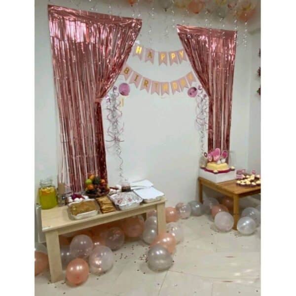 Σετ 45 τμχ Μπαλόνια Πάρτυ Γενεθλίων   , curtains και Happy Birthday banner - Rose Gold - Image 6