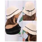 Γυναικείο Μπεζ καπέλο με ενσωματωμένα  μαλλιά  (Ποστίς) σε Καστανό  χρώμα - Image 4