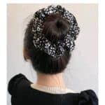 Scrunchies-Κοκαλάκι λάστιχο μαλλιών Xlarge Black White Spots - Image 2