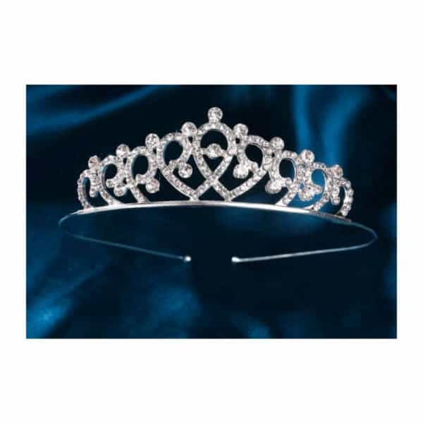 Νυφική Κορώνα- Τιάρα Πάρτυ   Γενεθλίων  με κρύσταλλα  ασημί ύψους 3,50cm - Image 2