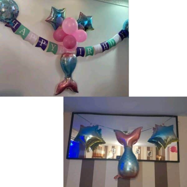 Σετ 5τμχ Μπαλόνια Πάρτυ Γενεθλίων Mermaid Κοχύλια and Stars - Purple - Image 3