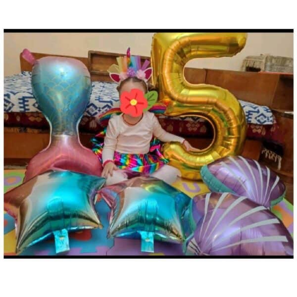 Σετ 5τμχ Μπαλόνια Πάρτυ Γενεθλίων Mermaid Κοχύλια and Stars - Purple - Image 4