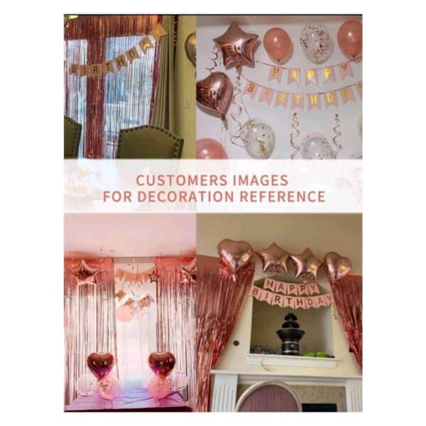 Σετ 45 τμχ Μπαλόνια Πάρτυ Γενεθλίων   , curtains και Happy Birthday banner - Rose Gold - Image 3