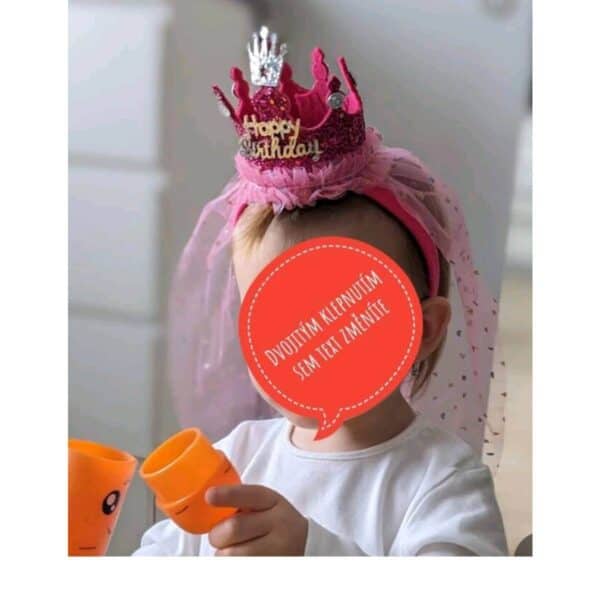 Στέκα Κορώνα Πάρτυ  Γενεθλίων με τούλι Happy Brithday Dark Pink - Image 2