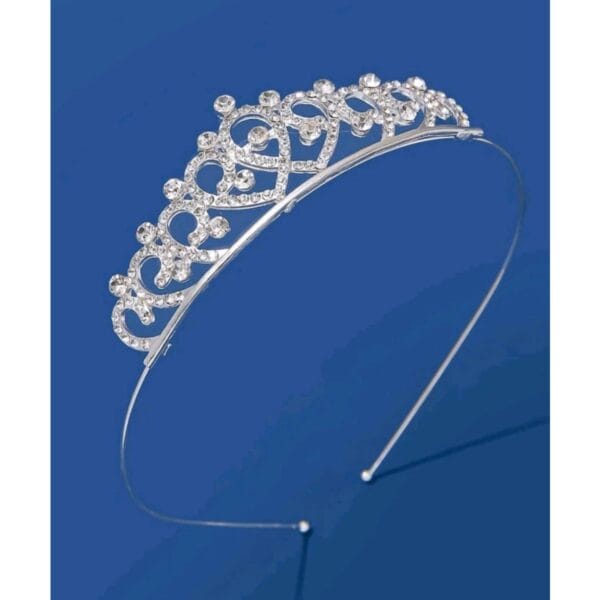 Νυφική Κορώνα- Τιάρα Πάρτυ   Γενεθλίων  με κρύσταλλα  ασημί ύψους 3,50cm - Image 4