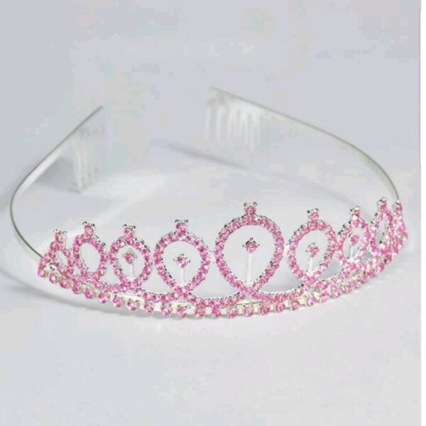 Σετ Μεταλλική Κορώνα Πάρτυ Γενεθλίων  με κρυσταλλάκια  και κορδέλα Birthday Girl Pink - Image 3
