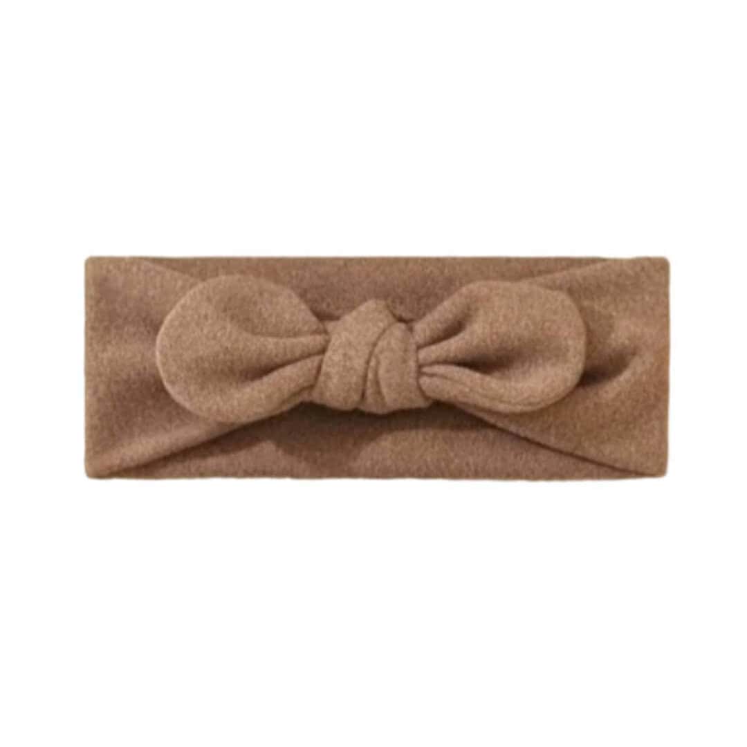mokka-headband-warm-baby Παιδική- Βρεφική Μαλακή κορδέλα μαλλιών με φιόγκο 0-5 χρονών Brown Mokka - Image 1