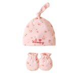 Σετ Βρεφικό Μαλακό τουρμπάνι με γάντια 0-3 μηνών Pink