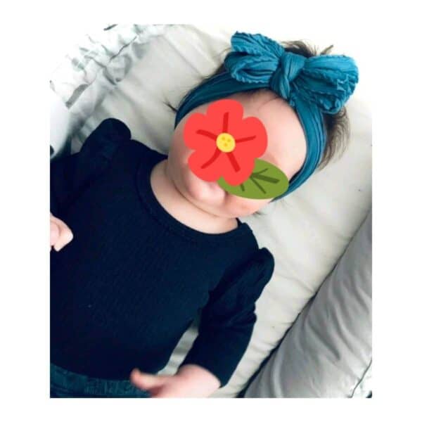 Παιδική- Βρεφική Μαλακή κορδέλα μαλλιών Rib με μεγάλο φιόγκο 0-8 χρονών Pink - Image 2