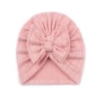 Παιδικό- Βρεφικό Μαλακό τουρμπάνι μαλλιών με φιόγκο  0-8 χρονών Rib- Pink