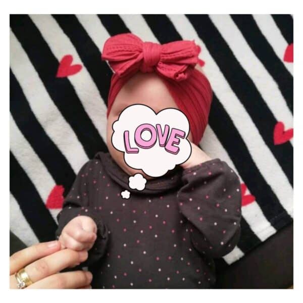 Παιδική- Βρεφική Μαλακή κορδέλα μαλλιών Rib με μεγάλο φιόγκο 0-8 χρονών dark Red - Image 2