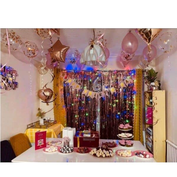 Σετ 45 τμχ Μπαλόνια Πάρτυ Γενεθλίων   , curtains και Happy Birthday banner - Rose Gold - Image 8