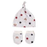 Σετ Βρεφικό Μαλακό τουρμπάνι με γάντια 0-4 μηνών Grey