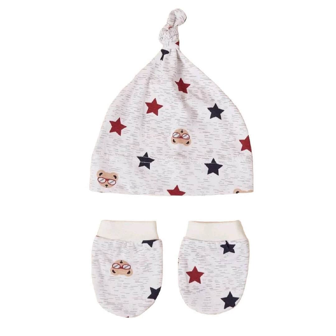 set-hat-gloves-newborn Σετ Βρεφικό Μαλακό τουρμπάνι με γάντια 0-4 μηνών Grey - Image 1
