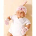 Σετ Βρεφικό Μαλακό τουρμπάνι με γάντια 0-3 μηνών Pink - Image 2