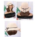 Γυναικείο Μπεζ καπέλο με ενσωματωμένα  μαλλιά  (Ποστίς) σε Καστανό  χρώμα - Image 2