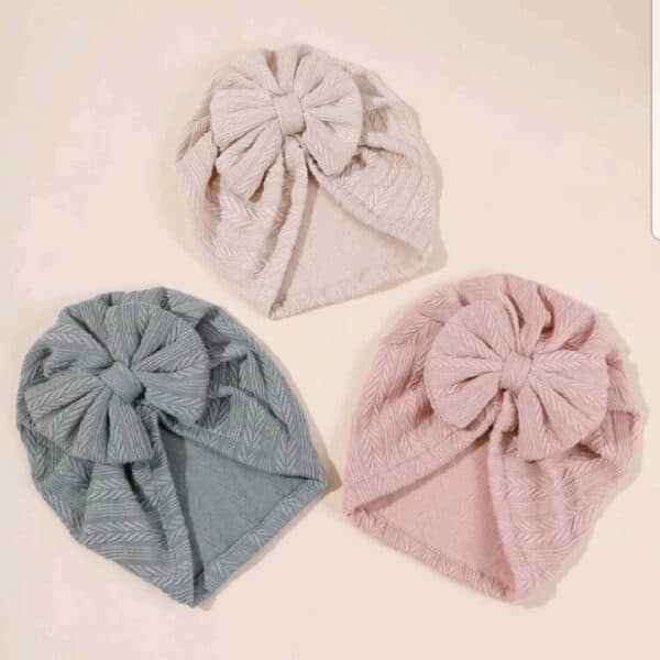 Παιδικό- Βρεφικό Μαλακό τουρμπάνι μαλλιών με φιόγκο  0-8 χρονών Rib- Olive - Image 2