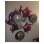 Σετ 5τμχ Μπαλόνια Πάρτυ Γενεθλίων Unicorn and stars - Pink - Image 3