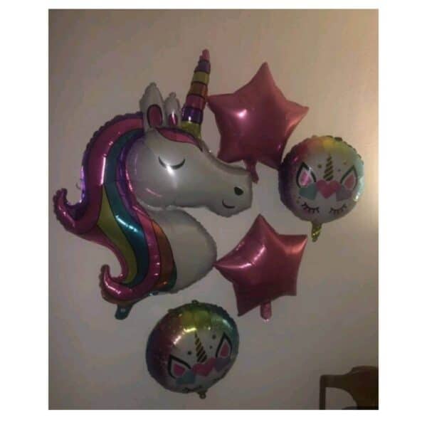 Σετ 5τμχ Μπαλόνια Πάρτυ Γενεθλίων Unicorn and stars - Pink - Image 3