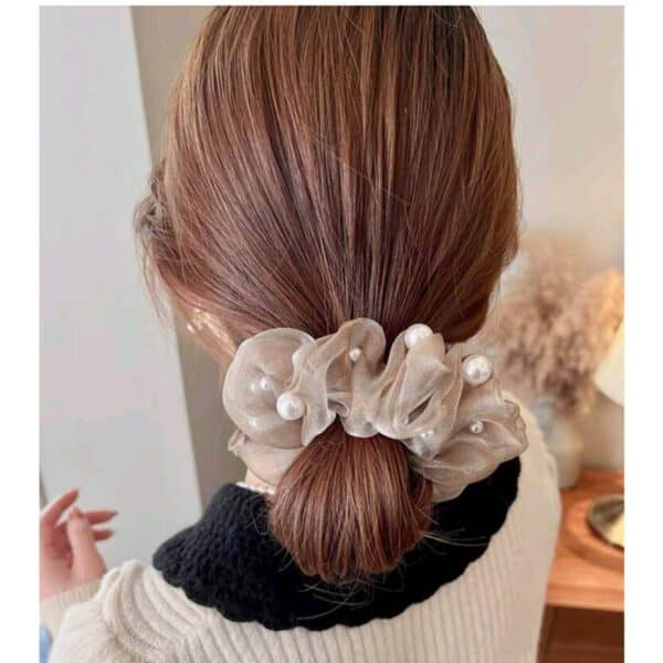 Scrunchies-Κοκαλάκι λάστιχο μαλλιών Large glow Pearls - Image 4