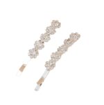 Σετ 2 τμχ Νυφικό κλιπ - τσιμπιδάκι με κρυσταλλάκια σε ασημί χρώμα