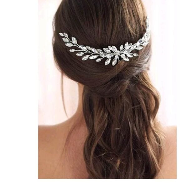 Νυφικό χτενάκι με κρύσταλλα σε ασημί χρώμα 20cm - Image 2