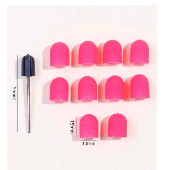 Σετ φρεζάκι +10 καπάκια ιδανικά για pedicure καθαρισμό φτέρνας 10x15mm  τροχόλιθου 120 Grid - Image 2