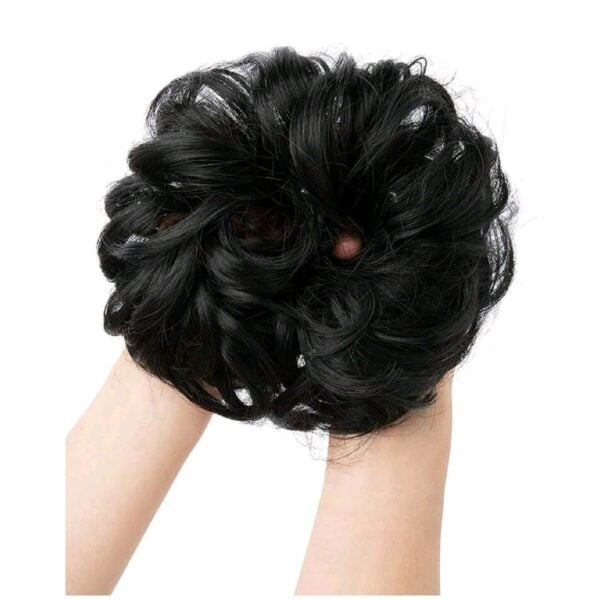 Κότσος μαλλιών με λάστιχο συνθετική τρίχα υψηλής ποιότητας - Μαύρο χρώμα - Image 2