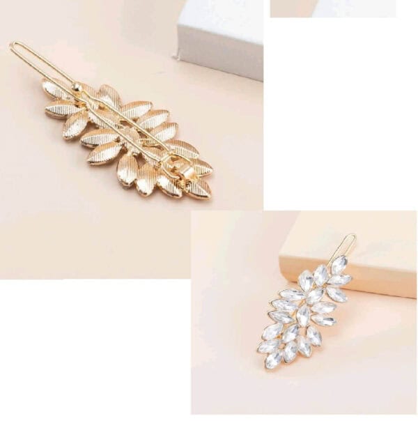 Νυφικό κλιπ με  κρυσταλλάκια σε χρυσό χρώμα 5cm - Image 2