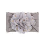 Παιδική- Βρεφική Μαλακή κορδέλα μαλλιών με μεγάλο λουλούδι 0-8 χρονών Grey