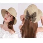 Γυναικείο Υφασμάτινο  Καπέλο με μάκρος και μεγάλο φιόγκο- Beige - Image 2