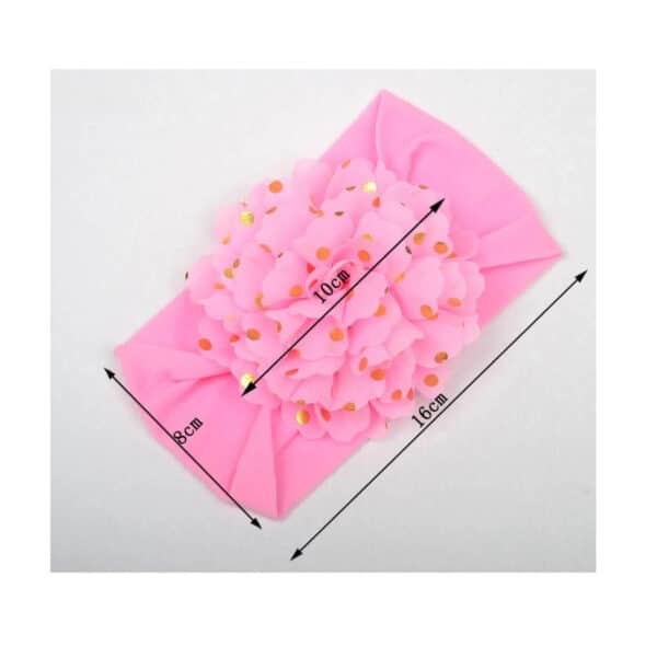 Παιδική- Βρεφική Μαλακή κορδέλα μαλλιών με μεγάλο λουλούδι 0-8 χρονών Beige Sand - Image 3