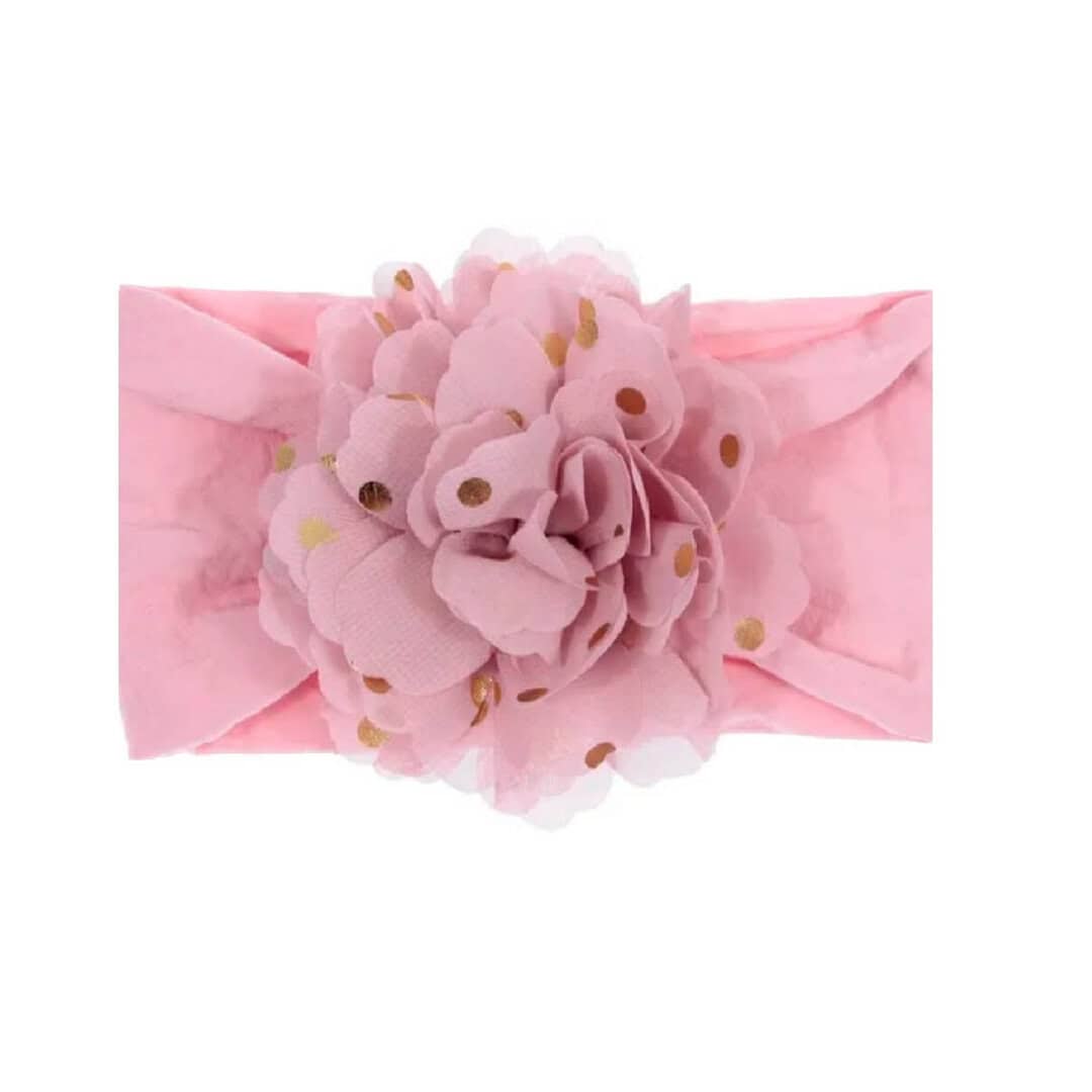 headband-dusty-pink-baby Παιδική- Βρεφική Μαλακή κορδέλα μαλλιών με μεγάλο λουλούδι 0-8 χρονών Dusty Pink - Image 1