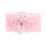 Παιδική- Βρεφική Μαλακή κορδέλα μαλλιών με μεγάλο λουλούδι 0-8 χρονών Light Pink