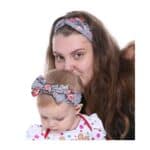 Σετ Μαμά- Κόρη  Μαλακή  κορδέλα μαλλιών Grey Flowers 0-3 χρονών - Image 2