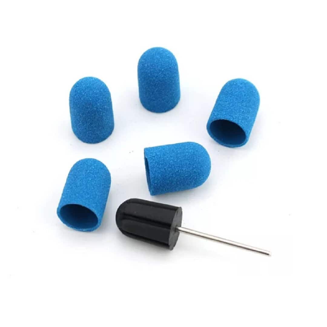 nail-bit-pedicure-set Σετ φρεζάκι + καπάκια ιδανικά για pedicure καθαρισμό φτέρνας 16x25mm τροχόλιθου 150 grid - Image 1