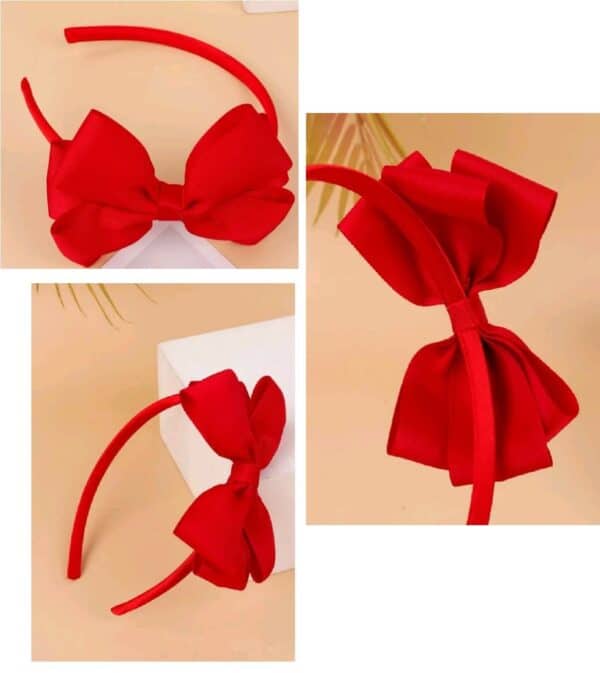 Παιδική  Στέκα Μαλλιών One colour μεγάλος φιόγκος Red - Image 2