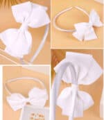 Παιδική  Στέκα Μαλλιών One colour μεγάλος φιόγκος White - Image 2