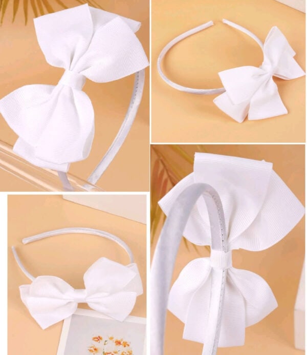 Παιδική  Στέκα Μαλλιών One colour μεγάλος φιόγκος White - Image 2