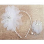 Κούτι Σετ Στέκα Παιδική με τούλι και λαστιχάκι κορώνα  Βάφτισης- παρανυφάκι White - Image 2