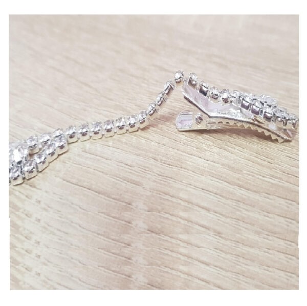 Νυφική αλυσίδα μετώπου με κρύσταλλα και κλιπ στήριξης σε ασημί χρώμα - Image 3