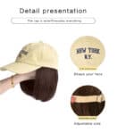 Γυναικείο Μπεζ καπέλο με ενσωματωμένα  μαλλιά  (Ποστίς) σε Καστανό σκούρο χρώμα - Image 4