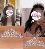 Νυφική Κορώνα- Τιάρα με κρύσταλλα  ύψους 6,50cm σε ασημί χρώμα - Image 2