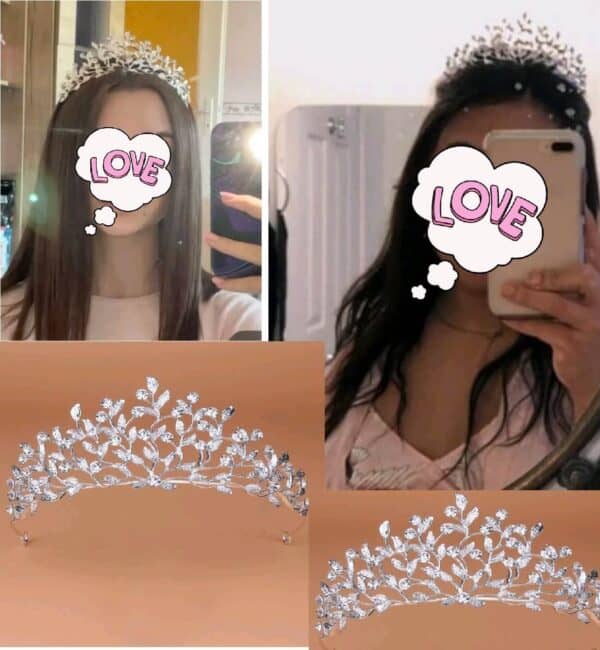 Νυφική Κορώνα- Τιάρα με κρύσταλλα  ύψους 6,50cm σε ασημί χρώμα - Image 2